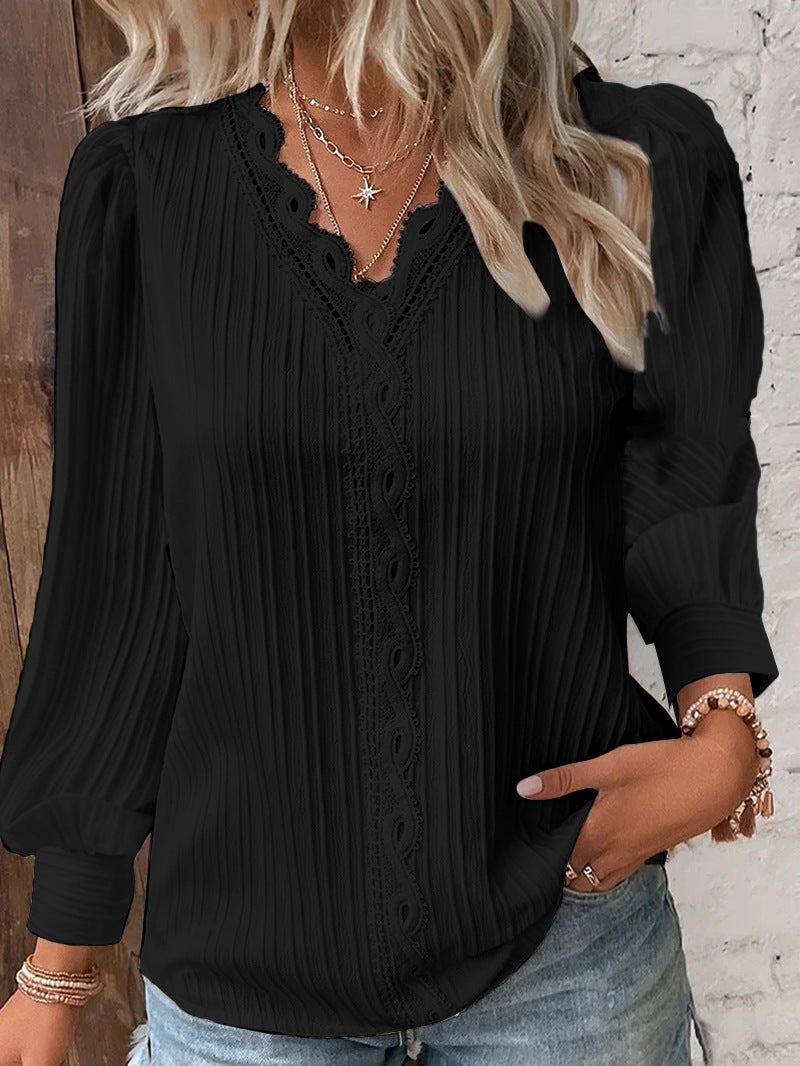 Damen Elegante Bluse mit strukturiertem Muster und Rüschen Heidi-Mode