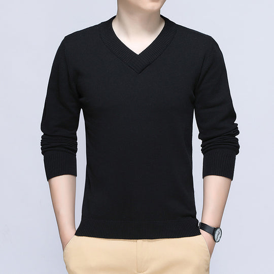 Herren eleganter Pullover mit V-Ausschnitt und feiner Strickstruktur Heidi-Mode