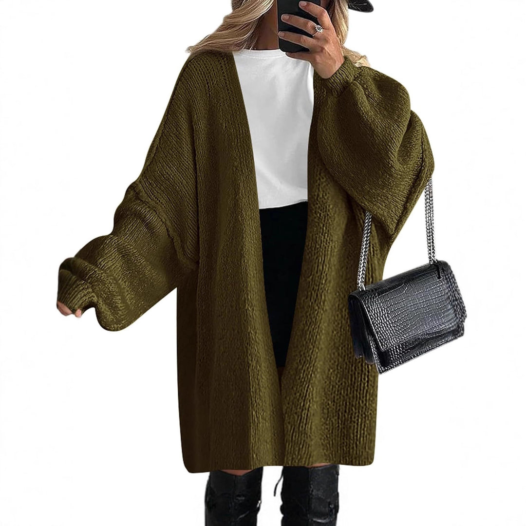 Damen Übergroßer Strickmantel mit offener Front und langen Ärmeln Heidi-Mode