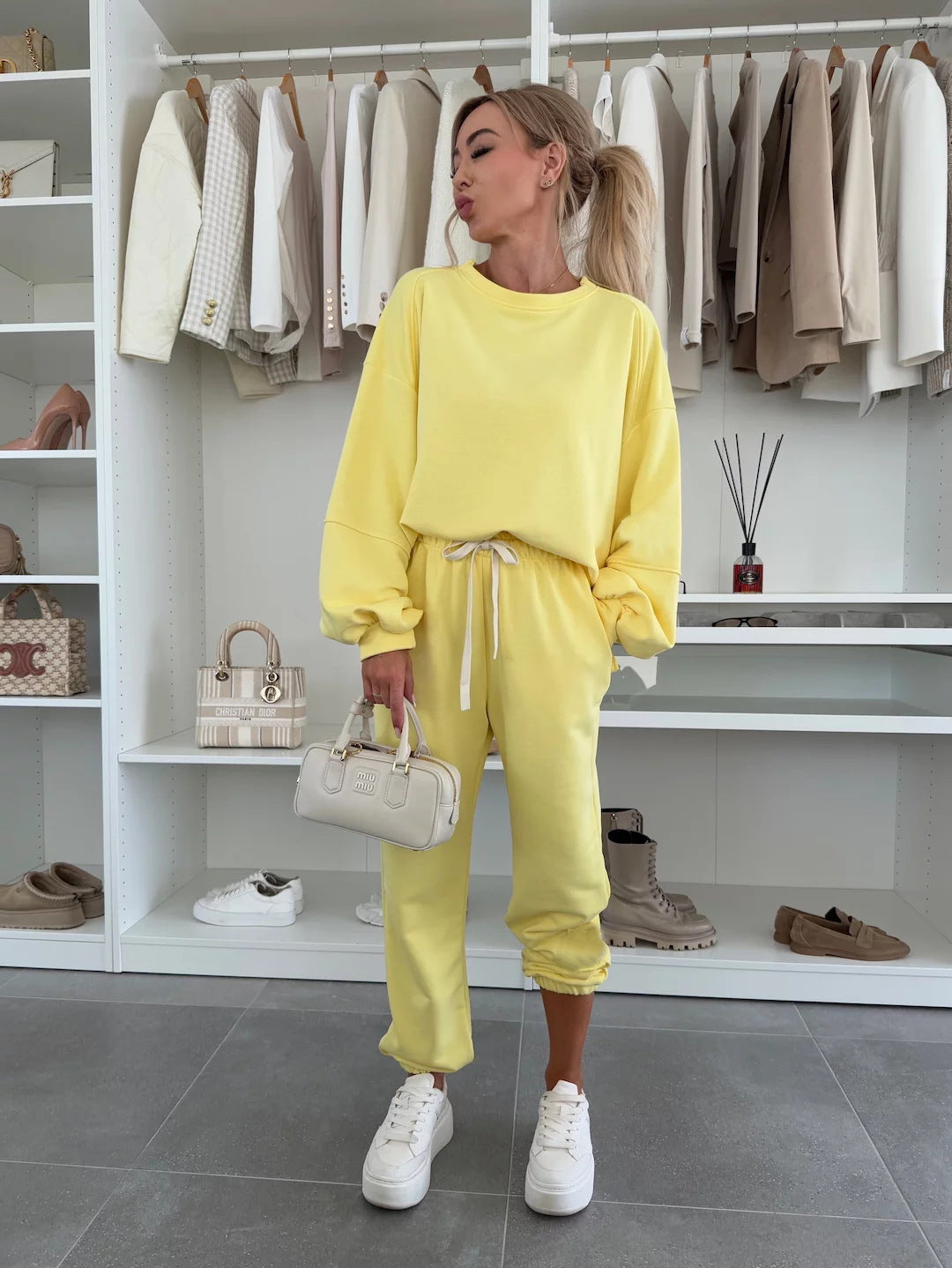 Damen modisches und bequemes Loungewear-Set mit Taillenkordel Heidi-Mode