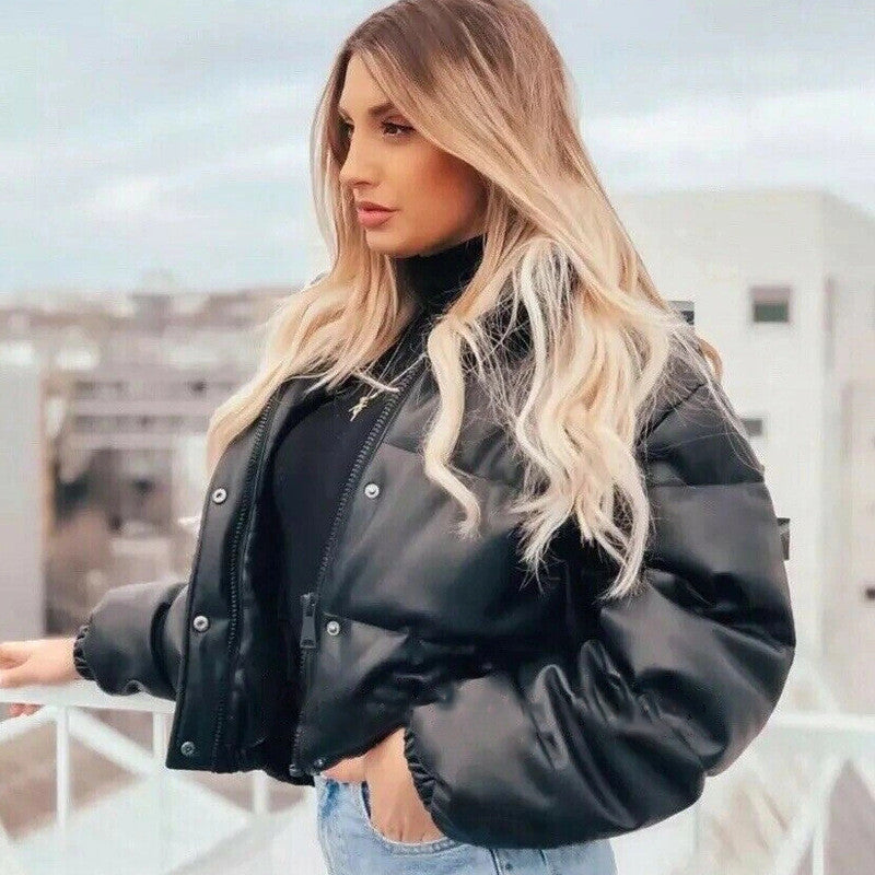 Damen Kunstleder Steppjacke Heidi-Mode