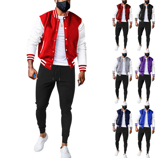 Herren sportliche Collegejacke mit praktischen Taschen und atmungsaktiver Baumwolle Heidi-Mode