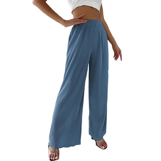 Damen Fließende Plissierte weit geschnittene Hose Heidi-Mode