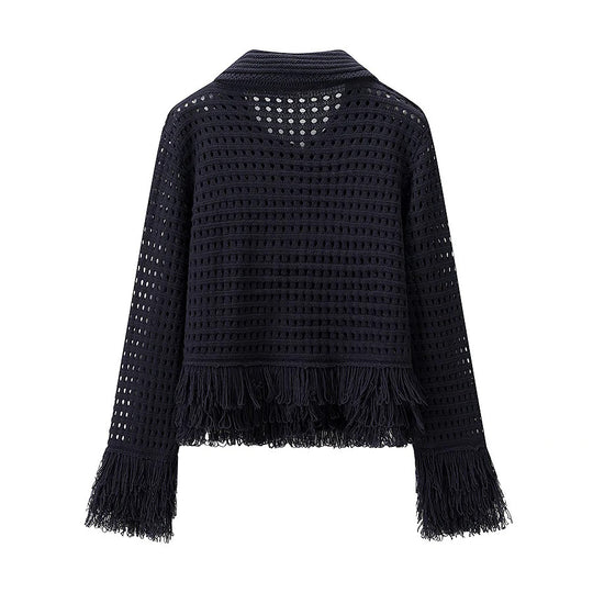 Damen Midirock mit fransiertem Saum und strukturiertem Design Heidi-Mode