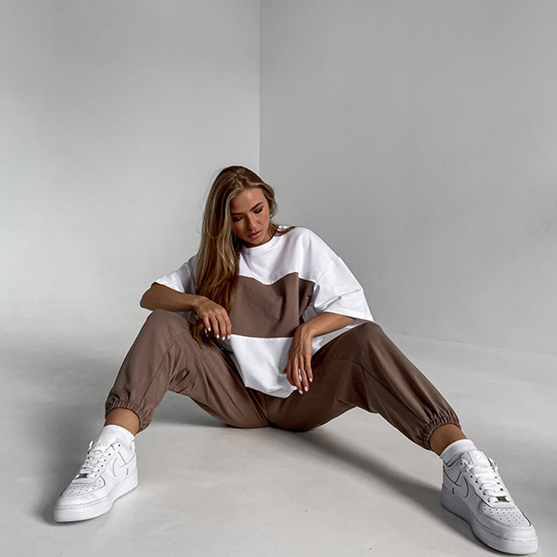Damen lässiges Sportanzug-Set mit oversized Oberteil und bequemen Jogginghosen Heidi-Mode