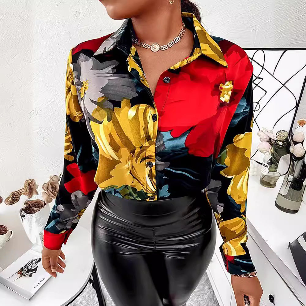 Damen Bluse im auffälligen Mustermix mit luxuriösen Akzenten Heidi-Mode