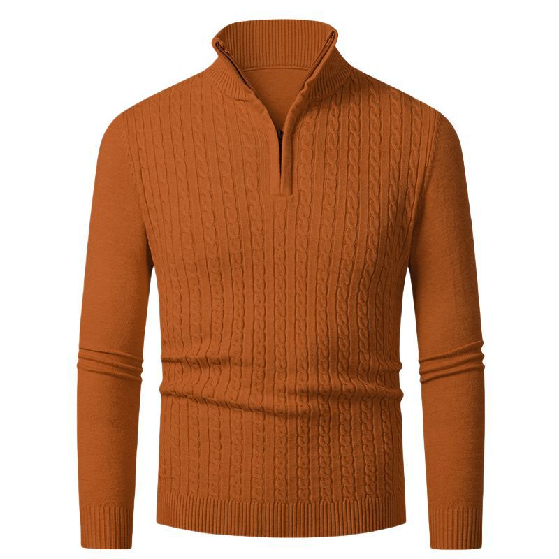 Herren Strickpullover mit modischem Zopfmuster und hochgeschlossenem Kragen Heidi-Mode