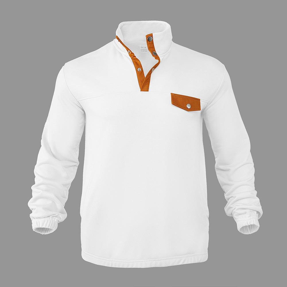 Herren Pullover mit praktischer Knopfleiste und Brusttasche Heidi-Mode