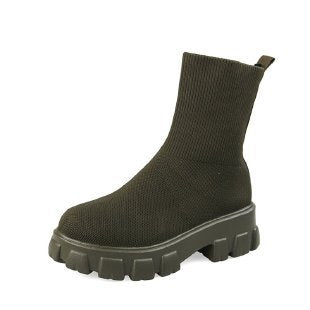 Damen trendige Stiefel mit hohem Schaft und robustem Plateau Heidi-Mode