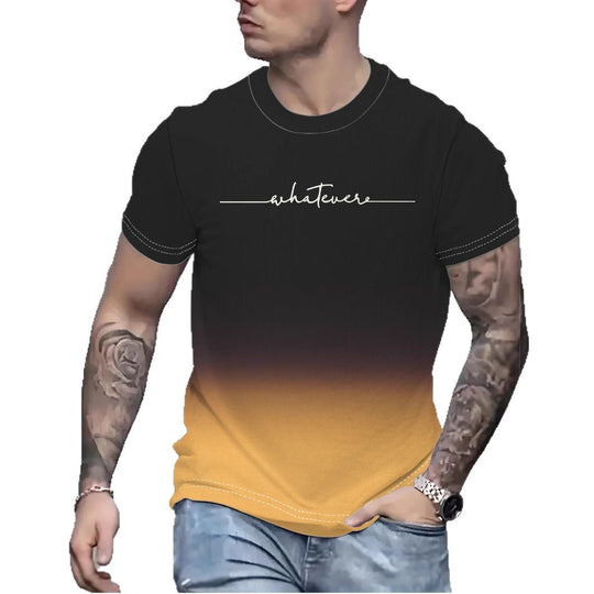 Herren T-Shirt mit kreativem Schriftzug und modernem Farbverlauf Heidi-Mode