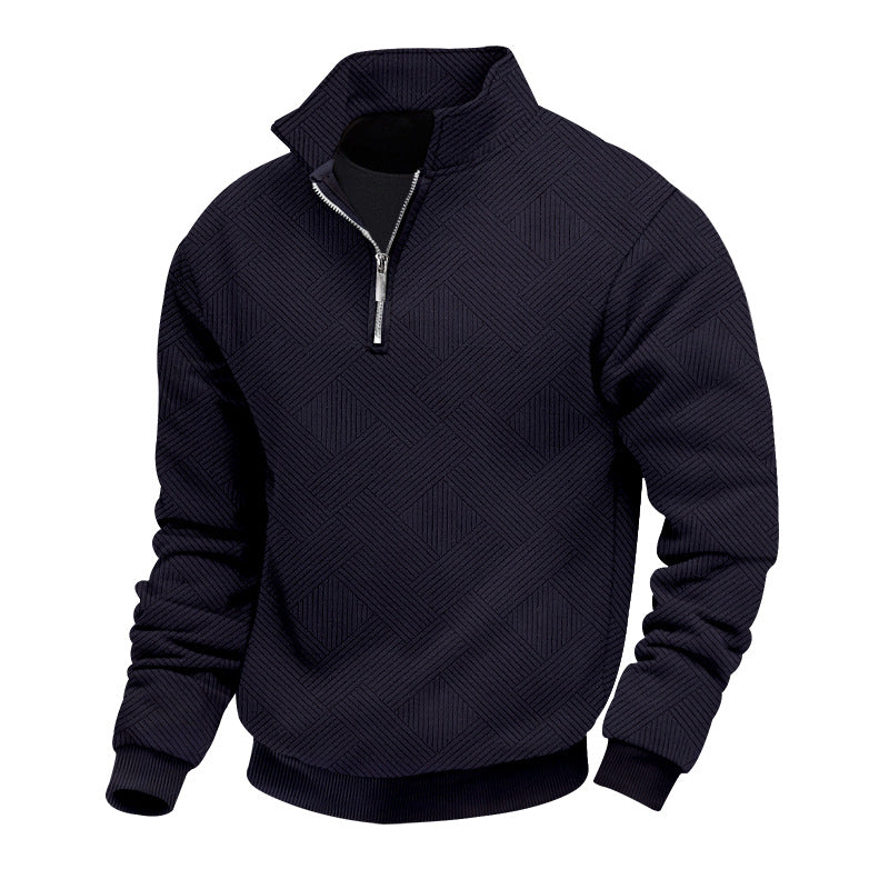 Herren hochwertiger Strickpullover mit Stehkragen und modischem Reißverschluss Heidi-Mode