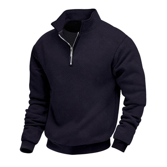Herren hochwertiger Strickpullover mit Stehkragen und modischem Reißverschluss Heidi-Mode