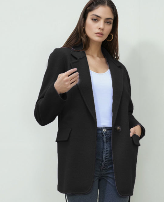 Damen elegante Blazerjacke mit strukturierter Oberfläche und schickem Schnitt Heidi-Mode