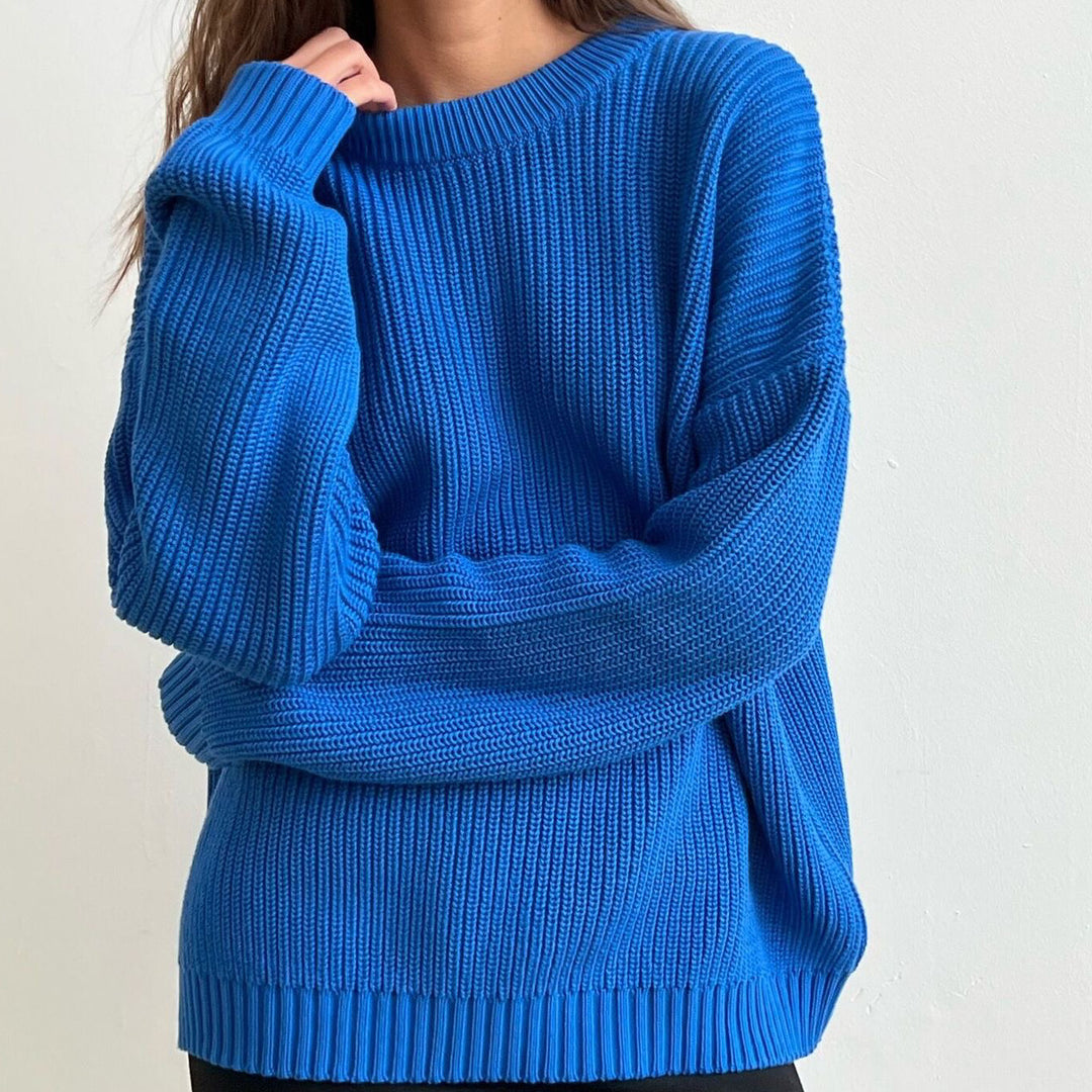 Damen Oversized Strickpullover mit strukturiertem Muster Heidi-Mode