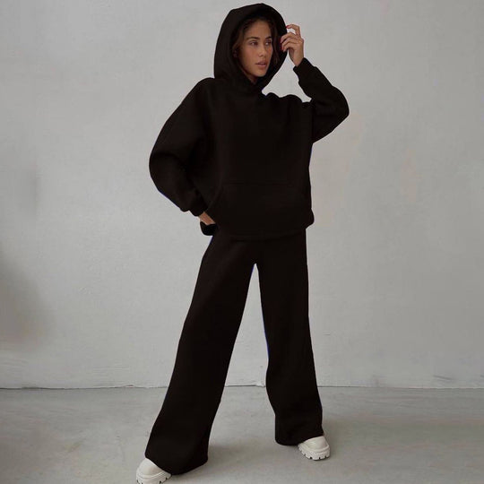 Damen Lässiger Kapuzenpullover und weit geschnittene Jogginghose Set Heidi-Mode