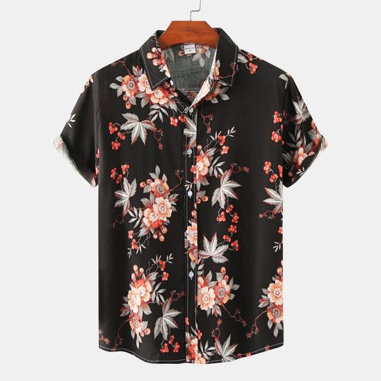 Heidi Mode | Floral kurzärmeliges Blumenhemd Männer