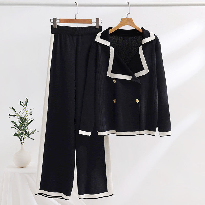 Damen elegantes Loungewear-Set mit Kontrastdetails Heidi-Mode
