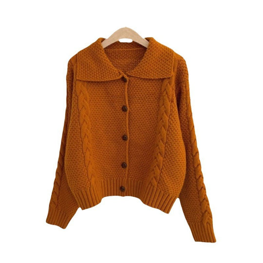 Damen Grobstrickjacke mit kontrastierenden Knöpfen und strukturiertem Design Heidi-Mode