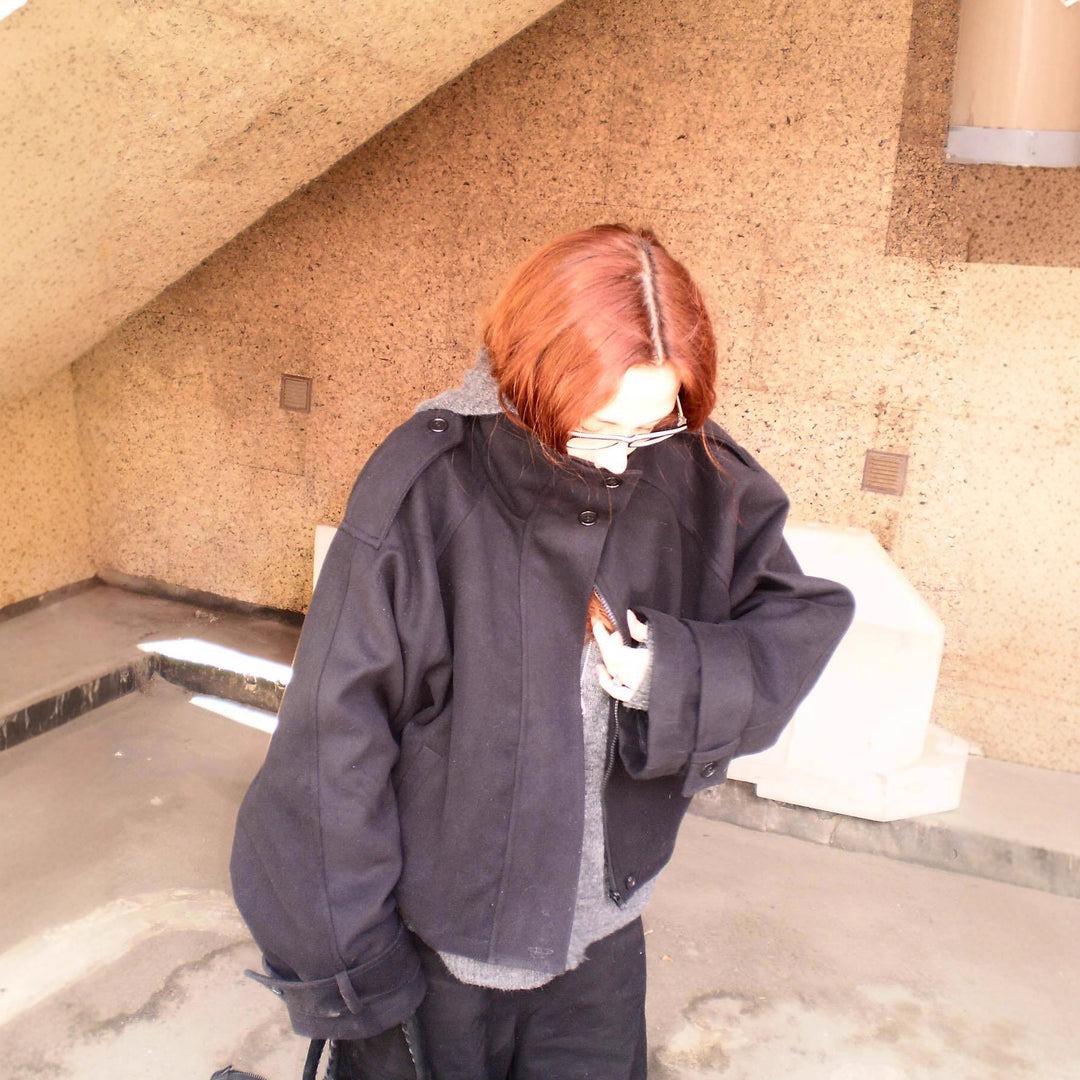 Damen Oversized Wolljacke mit elegantem Schnitt und praktischen Taschen Heidi-Mode