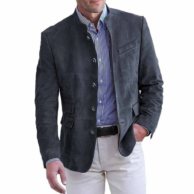 Herren elegante Wildlederjacke im modernen Schnitt mit praktischen Taschen Heidi-Mode