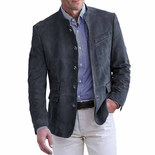 Herren elegante Wildlederjacke im modernen Schnitt mit praktischen Taschen Heidi-Mode