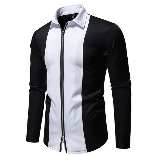Herren Sportliches Langarmshirt mit modernem Reißverschluss und kontrastierenden Farben Heidi-Mode