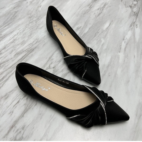 Damen Elegante Ballerinas mit dekorativem Knoten und gepolsterter Innensohle Heidi-Mode