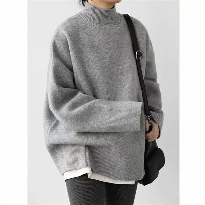 Damen Hochwertiger Rollkragenpullover mit oversized Schnitt und eleganten Ärmelabschlüssen Heidi-Mode
