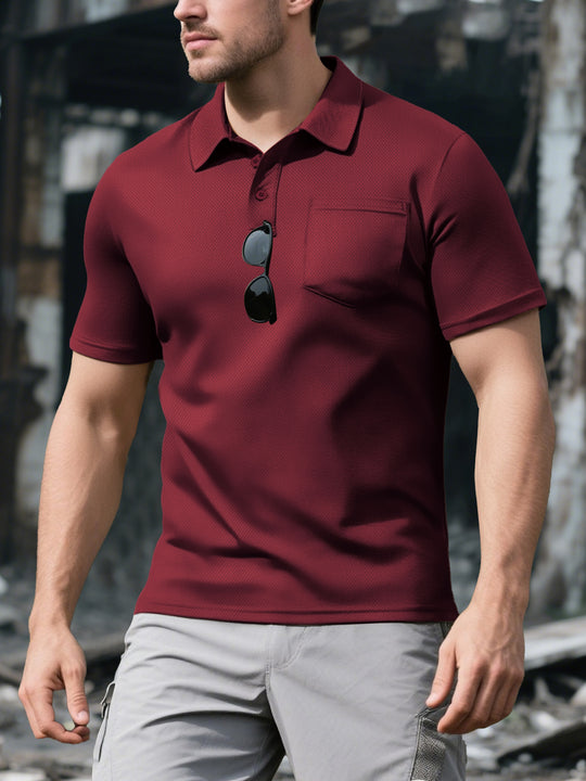 Herren Poloshirt mit atmungsaktiver Gewebestruktur und praktischer Brusttasche Heidi-Mode