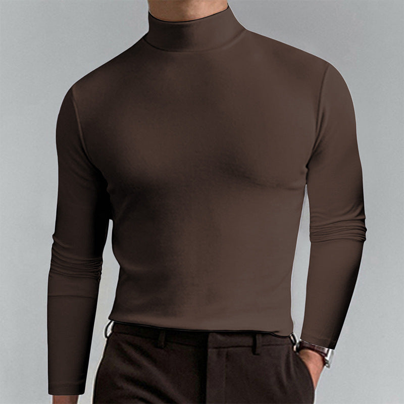 Herren Elegantes Langarm-T-Shirt mit hohem Kragen Heidi-Mode