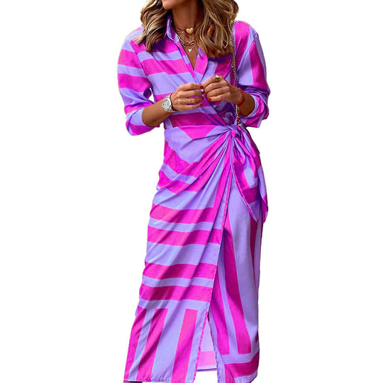 Damen Midikleid mit elegantem Wickeldesign und strukturiertem Muster Heidi-Mode