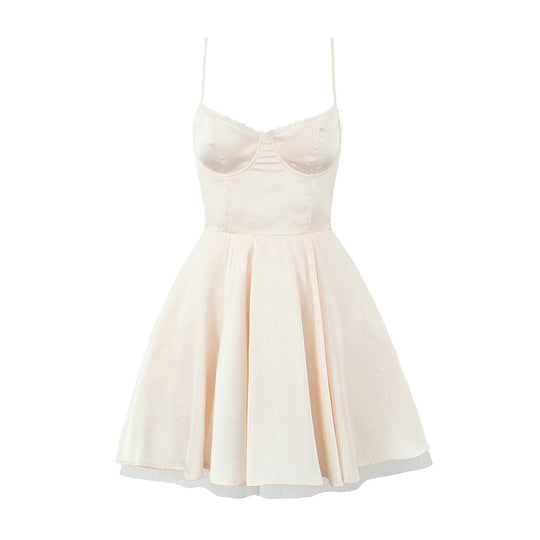 Damen A-Linien Kleid mit Spitzenausschnitt und verstellbaren Trägern Heidi-Mode