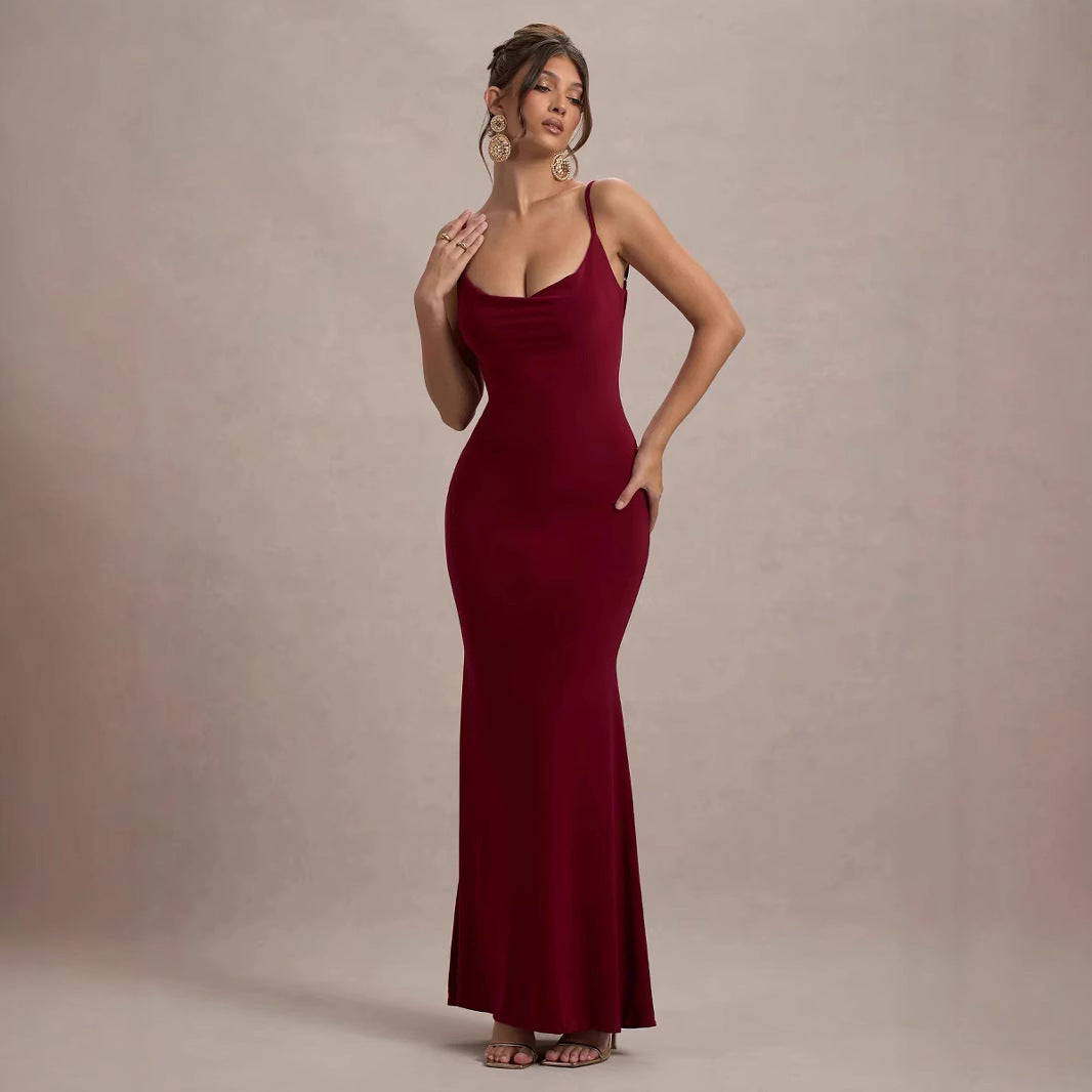 Damen Elegantes Maxikleid mit tiefem Rückenausschnitt und Spitzenakzenten Heidi-Mode