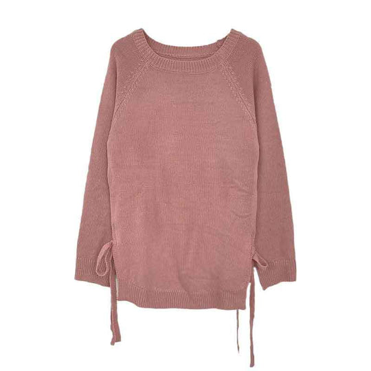 Damen lässiger Pullover mit seitlichen Bindebändern Heidi-Mode