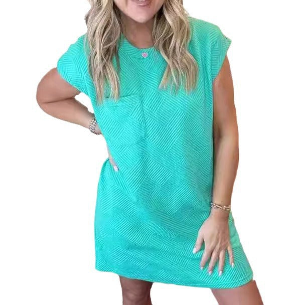 Damen lässiges T-Shirt-Kleid mit einem stilvollen strukturierten Design Heidi-Mode