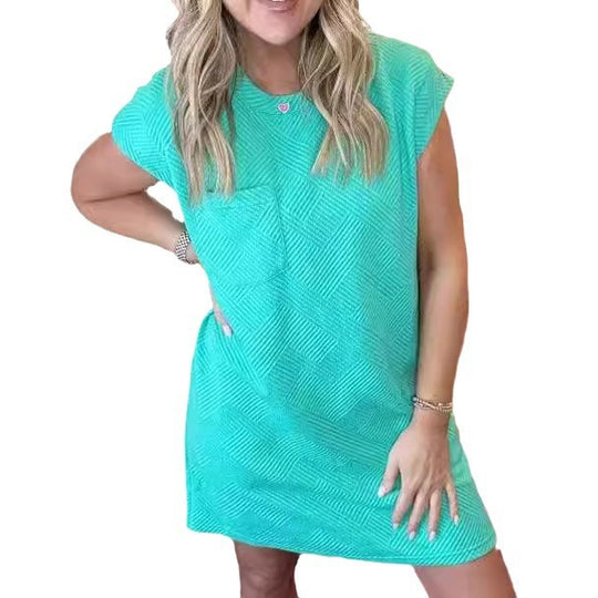 Damen lässiges T-Shirt-Kleid mit einem stilvollen strukturierten Design Heidi-Mode