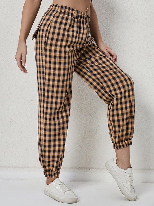Heidi-Mode | Damenhosen Karoelastischer Bund Lockere Haremshosen