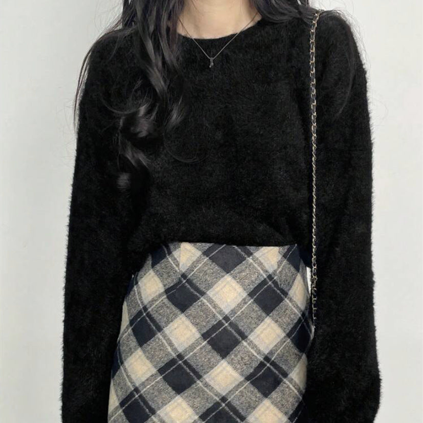 Damen Flauschiger Pullover mit weitem Schnitt und modischem Design Heidi-Mode