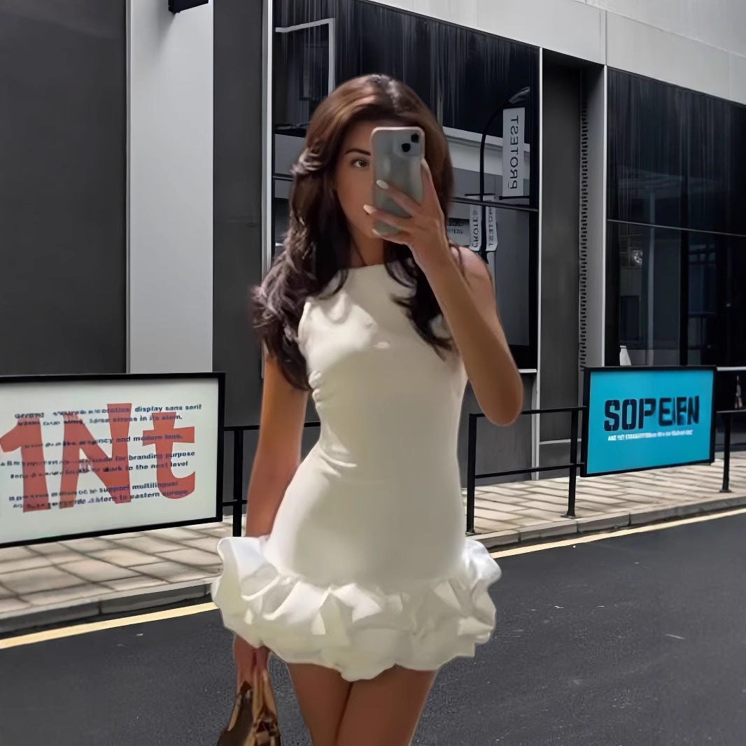 Damen Rüschen Kleid mit elegantem Schnitt und lässigem Stil Heidi-Mode