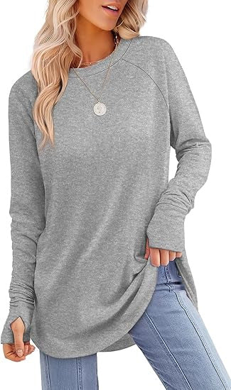 Damen lässiger Langarmshirt mit modernem Schnitt Heidi-Mode