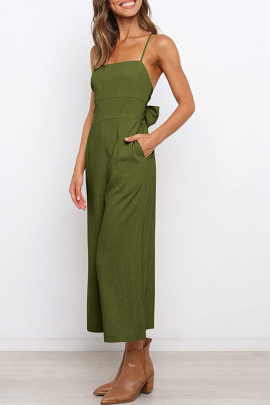 Heidi-Mode | Solide Tie Rückfreie Kurze Jumpsuits