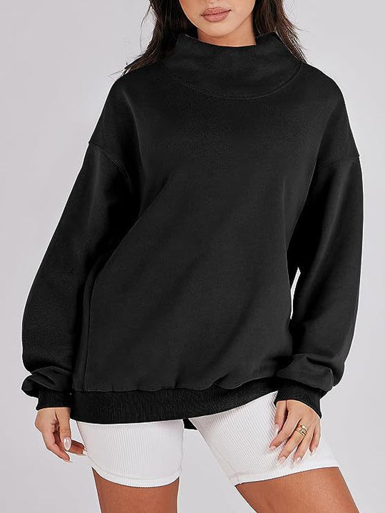 Damen lässiger Oversized Pullover mit schmalem Bund Heidi-Mode