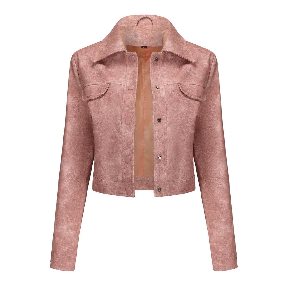 Damen modische kurz geschnittene Lederjacke Heidi-Mode