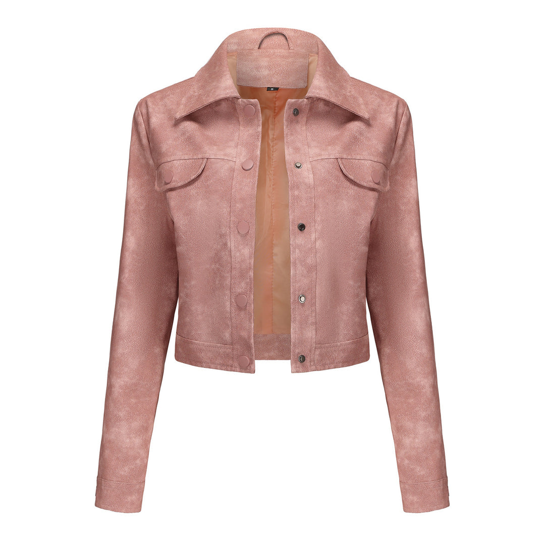 Damen modische kurz geschnittene Lederjacke Heidi-Mode
