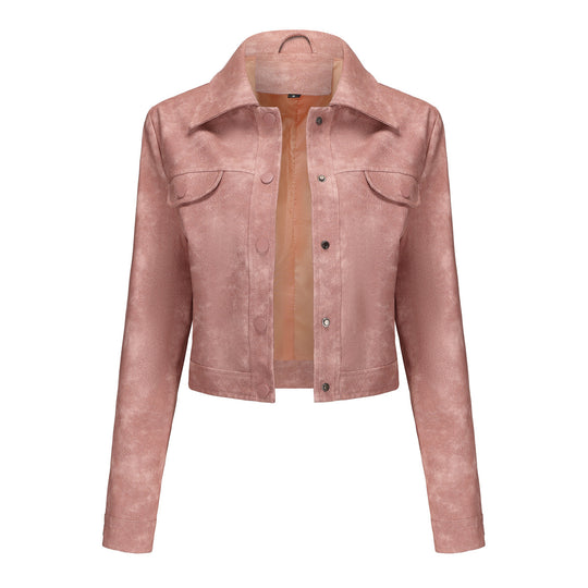 Damen modische kurz geschnittene Lederjacke Heidi-Mode