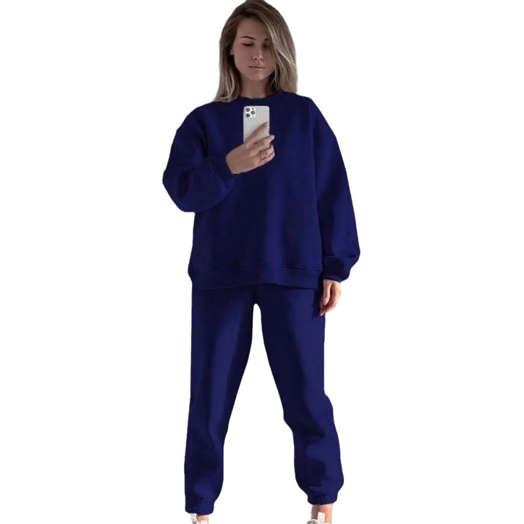 Damen lässiges Fleece-Trainingsset mit hoher Taille Heidi-Mode