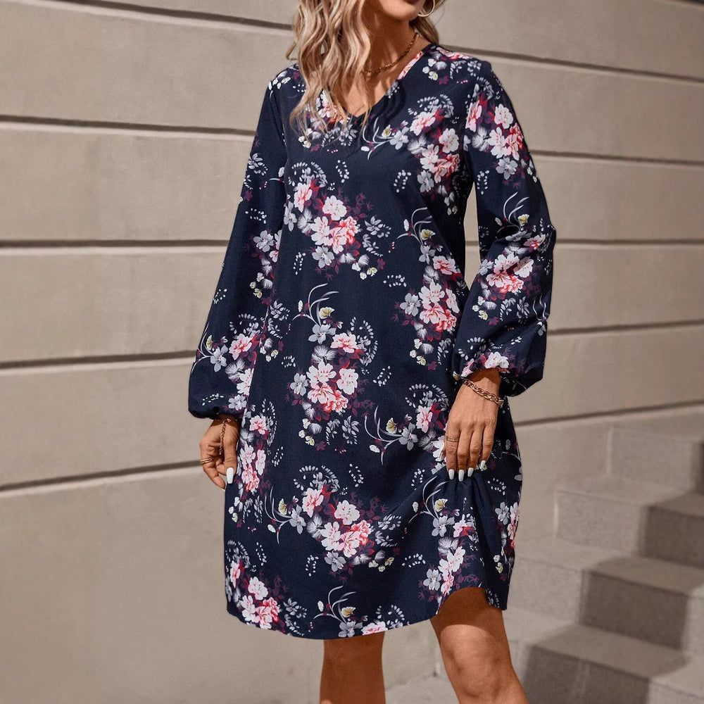 Damen Blusenkleid mit floralem Design und voluminösen Ärmeln Heidi-Mode