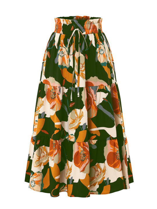 Damen Midirock mit floralem Design Heidi-Mode