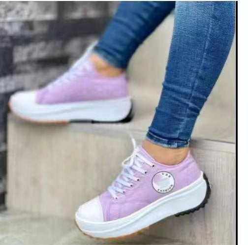 Damen Sportliche Canvas Sneakers im urbanen Design mit Gummisohle Heidi-Mode