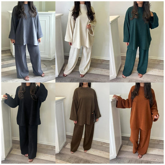Damen Bequemes und stylisches Lounge-Set aus Rippstrick Heidi-Mode